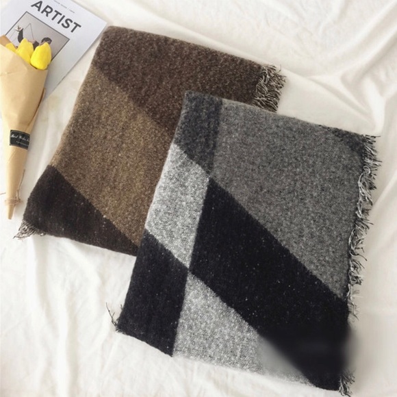 Gray & Black Color Block Scarf/Shawl - Picture 8 of 8